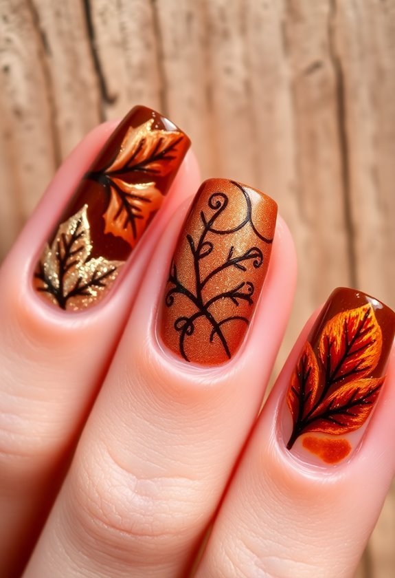 Autumn Leaves Design Nails Design
