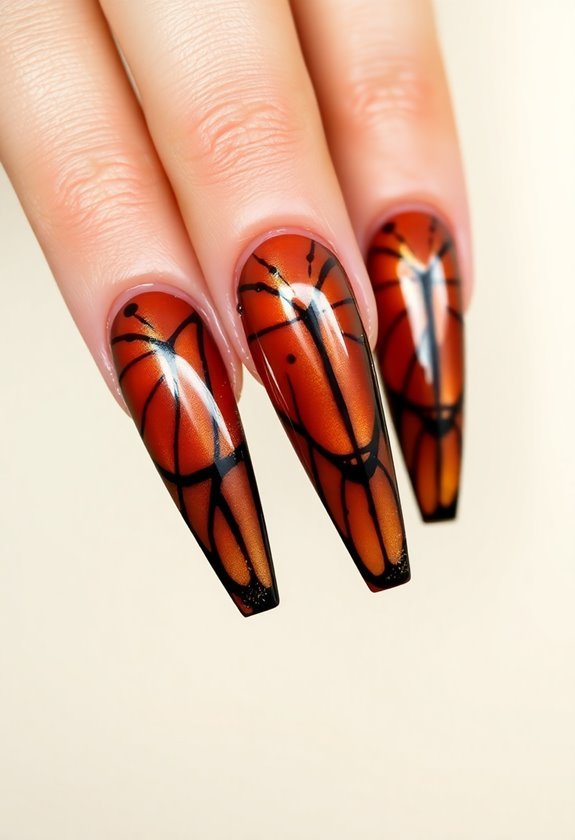 Brown Butterfly Wings Nails Design