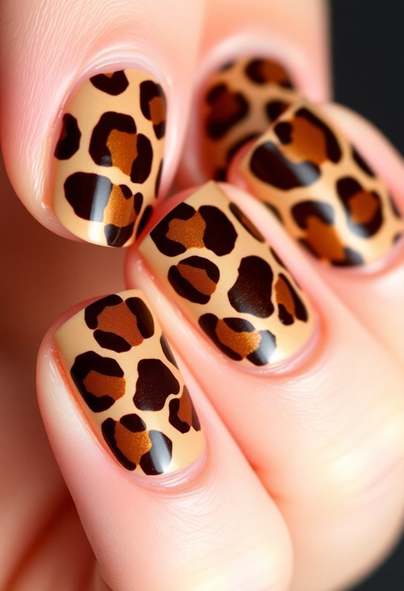 Animal Print Brown nails