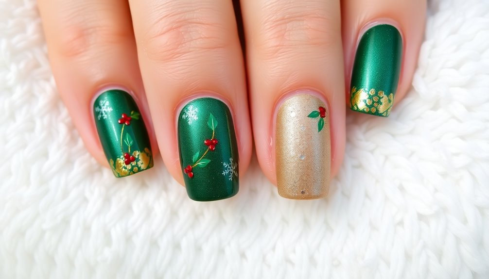 festive green christmas nail designs