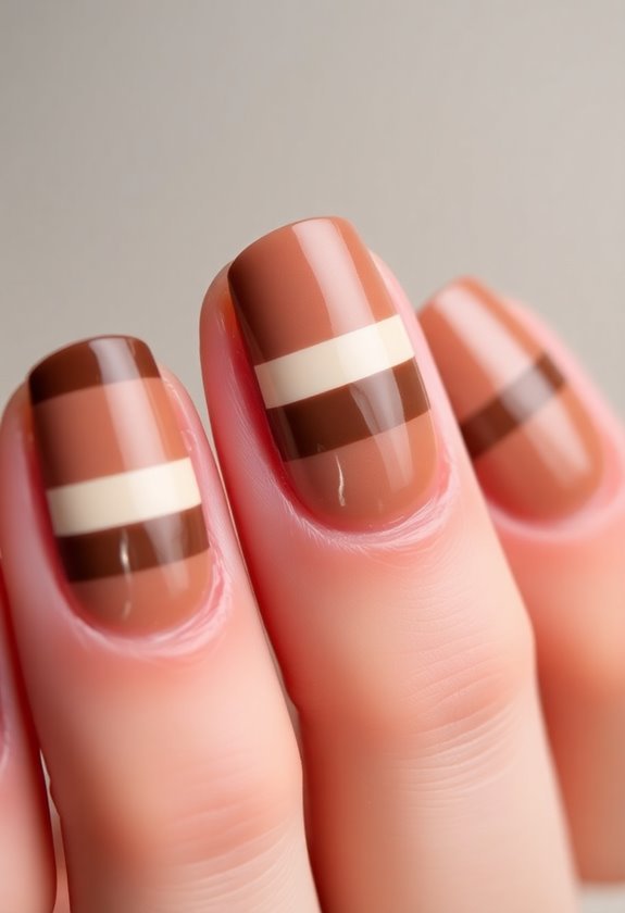 Earth Tone Stripes Nails Design