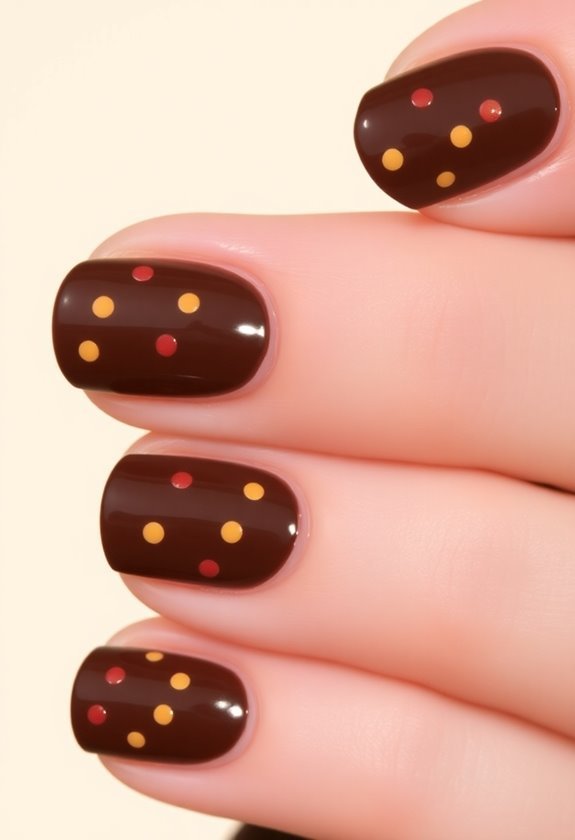 Minimalist Brown Dots nails design