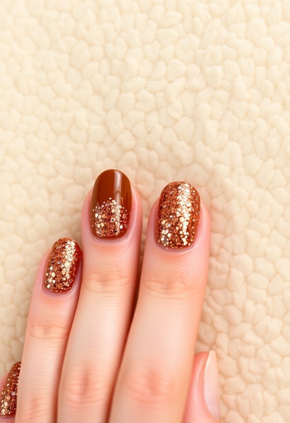 Nutmeg Glitter Tips Nails Design