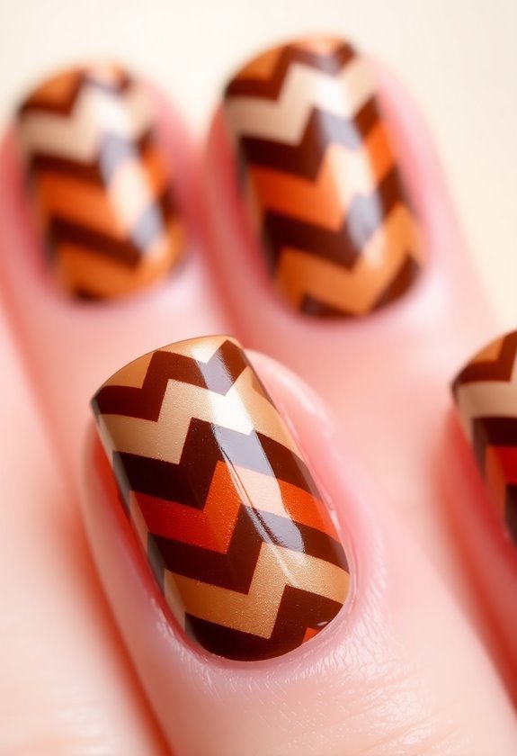 Cinnamon Chevron Nails Design 