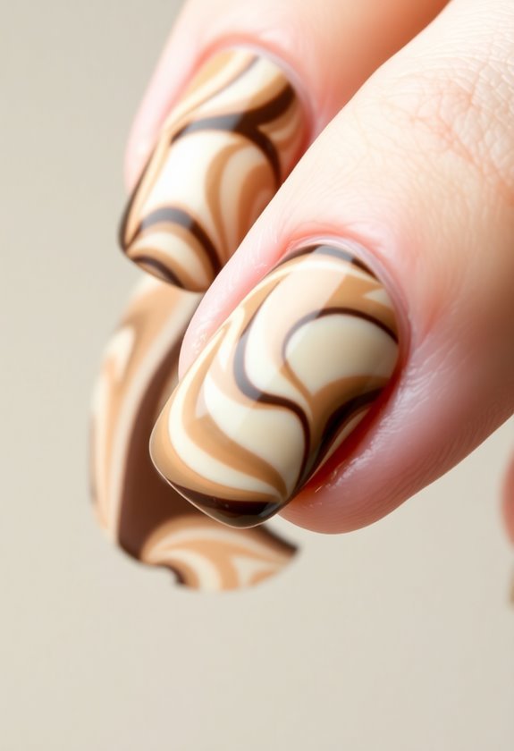 Cappuccino Swirls Nails Design