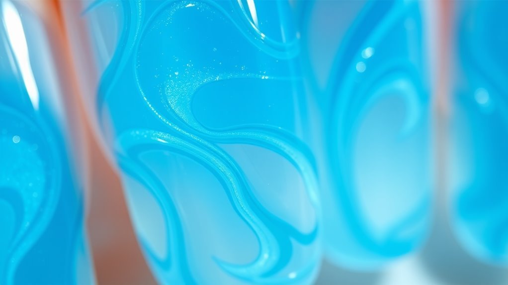 Ocean Blue Jelly Swirls Nails
