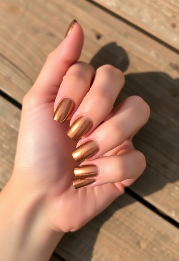 Metallic Bronze Statement Nails